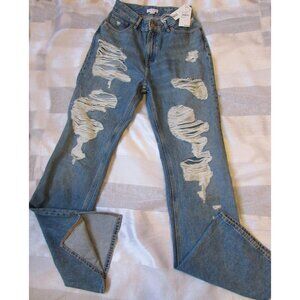 $179 Good American THE KHLOE Jeans, Blue, Distressed,sz. 6